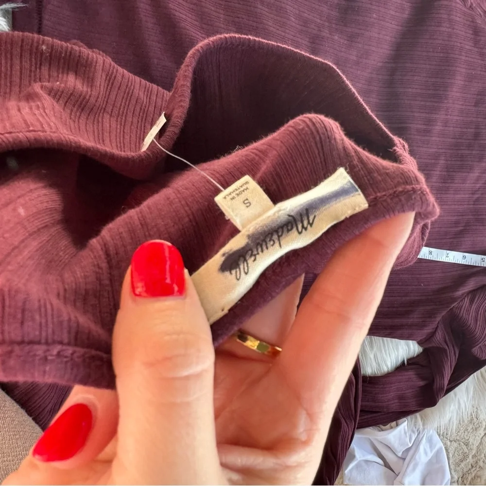 NWT Madewell Ribbed Long-Sleeve Boatneck Top in Burgundy - Picture 12 of 12